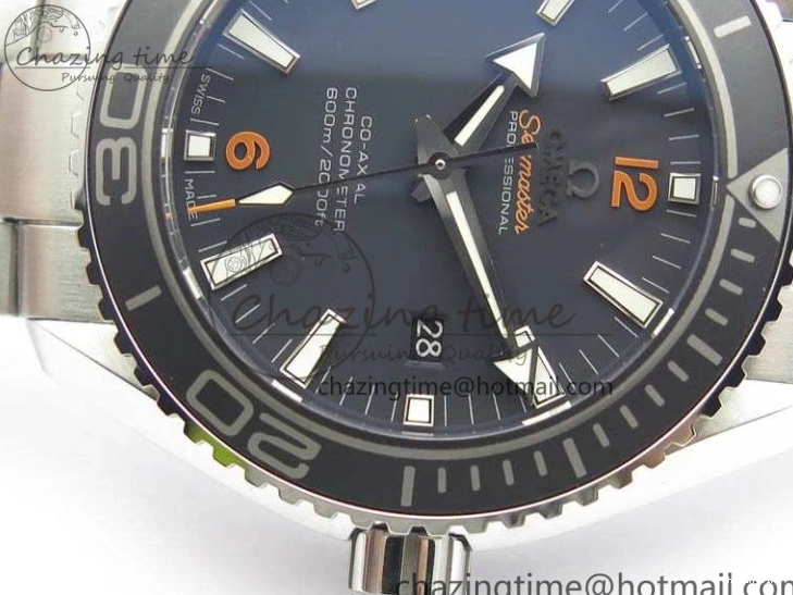 0508 Planet Ocean Pro 45mm OMF 1:1 Best Edition Orange Marker On SS Bracelet A8500 (Black Balance Wheel) Durable 8141